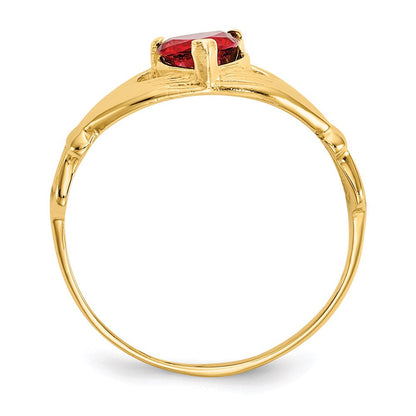 14k yellow gold cz january birthstone claddagh heart ring d1792