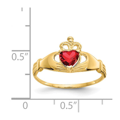 14k yellow gold cz january birthstone claddagh heart ring d1792