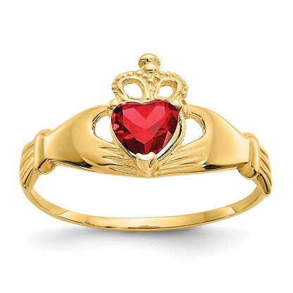 14k yellow gold cz january birthstone claddagh heart ring d1792
