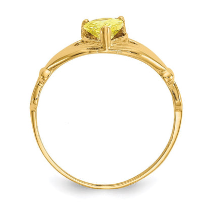 14k yellow gold cz november birthstone claddagh heart ring d1802