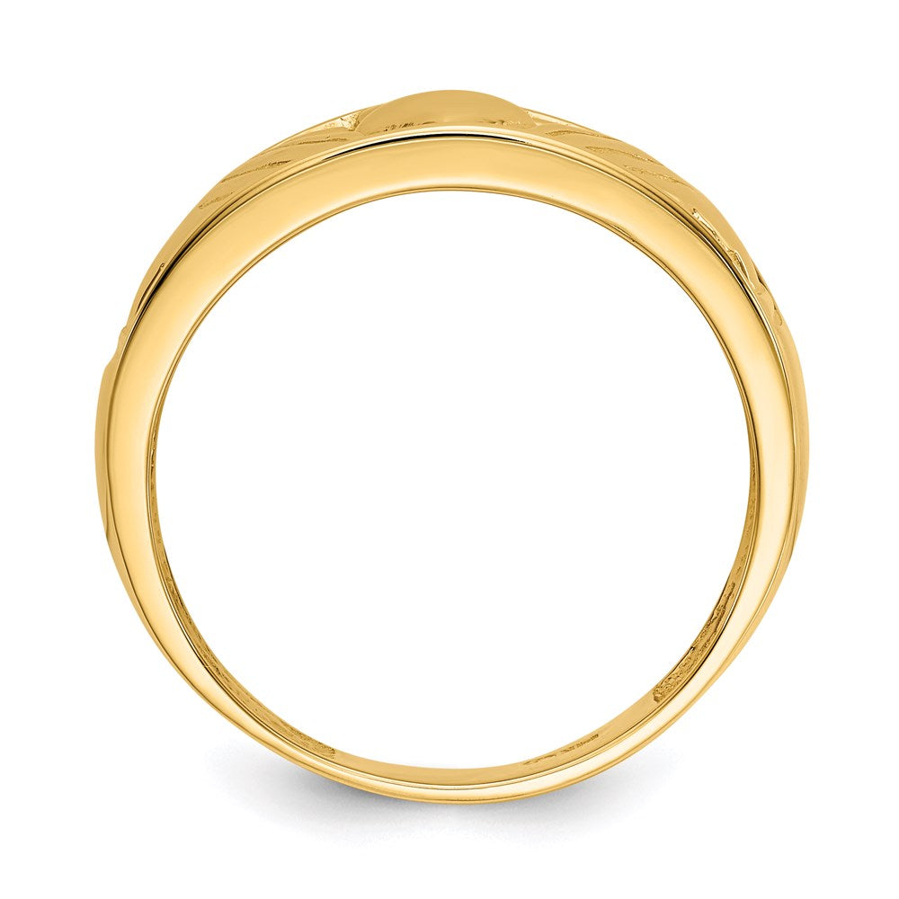 14k yellow gold polished mens claddagh band d1874
