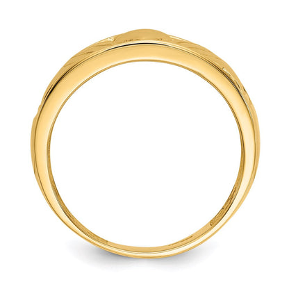 14k yellow gold polished mens claddagh band d1874