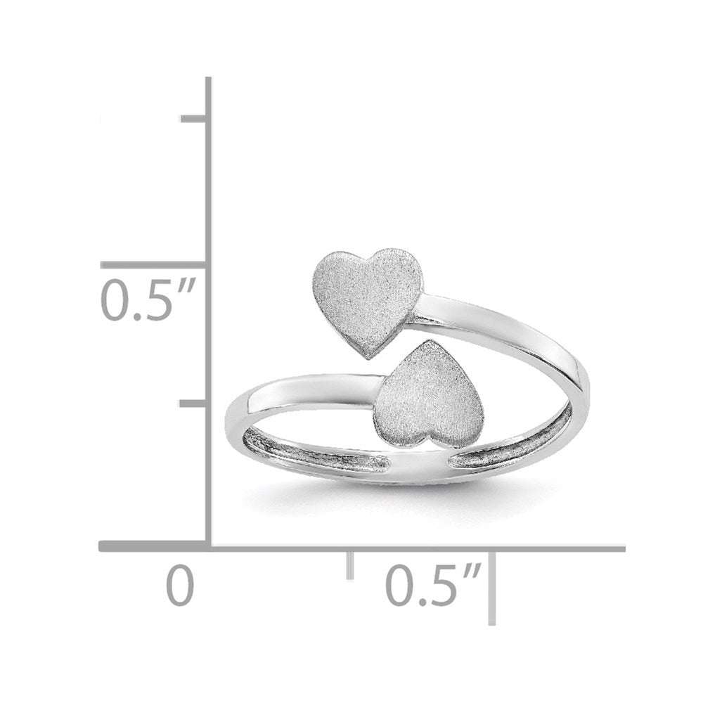 14k white gold double heart ring d1886