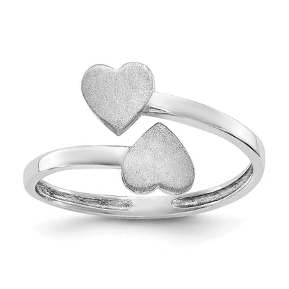 14k white gold double heart ring d1886