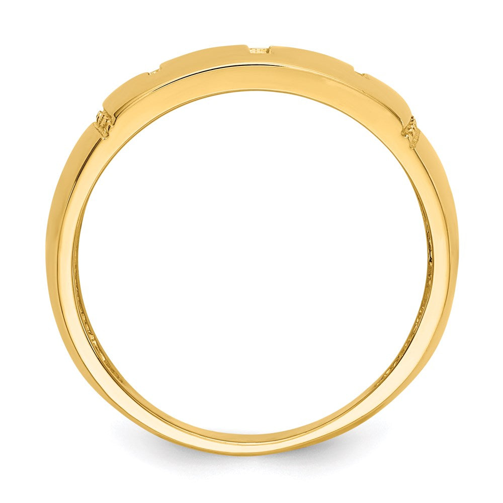 14k yellow gold polished rhodium cut out 3 cross ring d1926