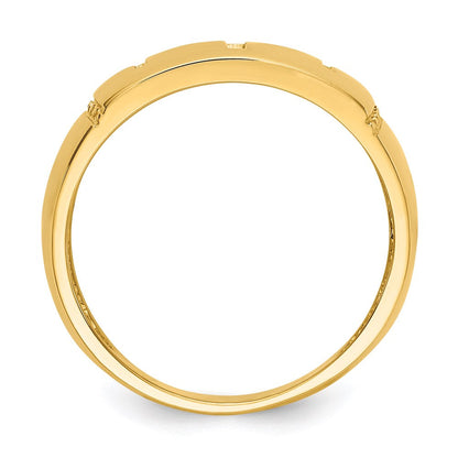 14k yellow gold polished rhodium cut out 3 cross ring d1926