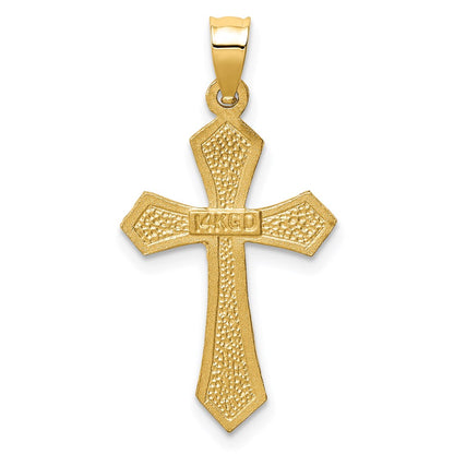 14k Yellow Gold Satin & Diamond-cut Crucifix Charm