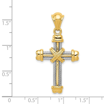 14k Two-tone Gold Cross Pendant