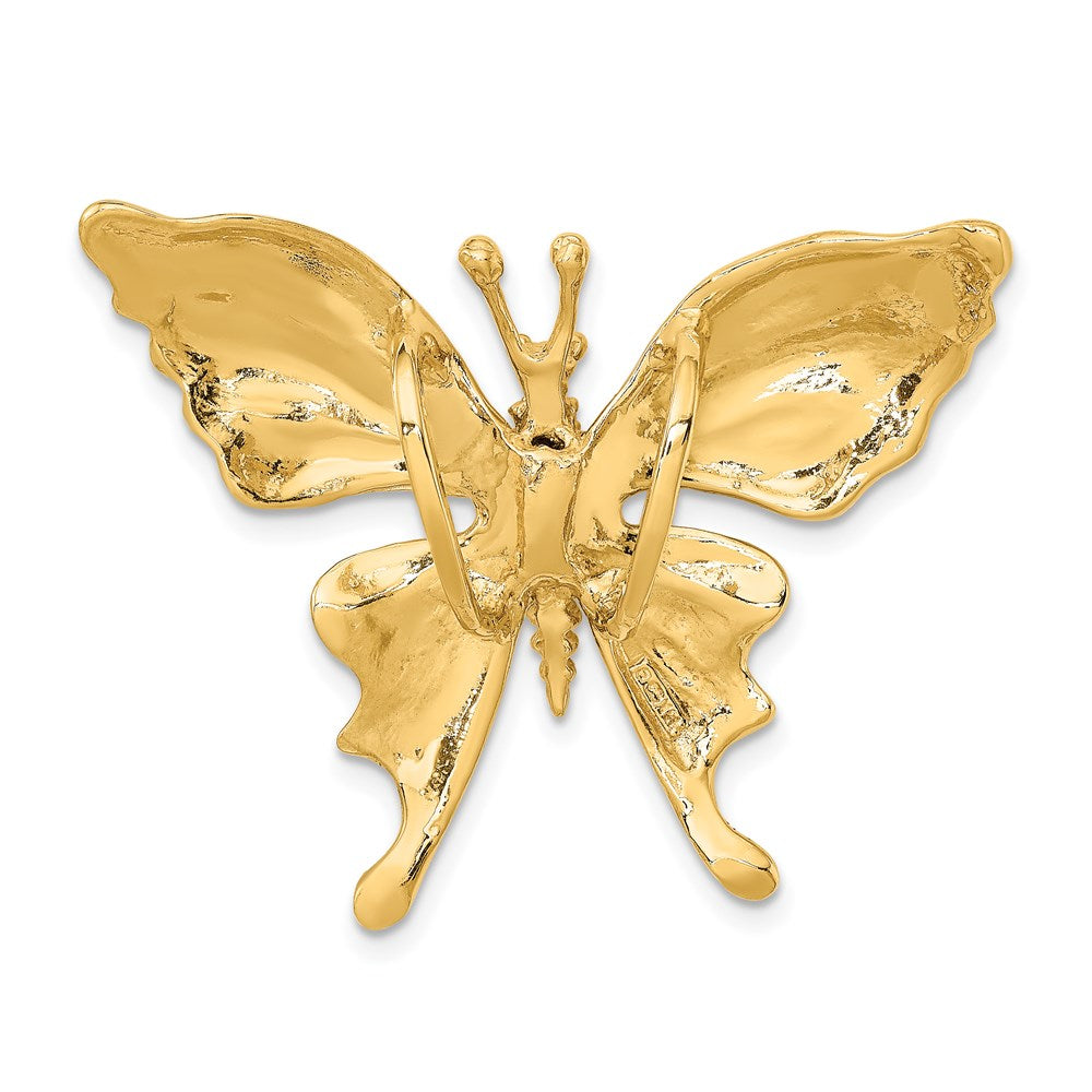 14k Yellow Gold Polished and Beaded Butterfly Slide Charm