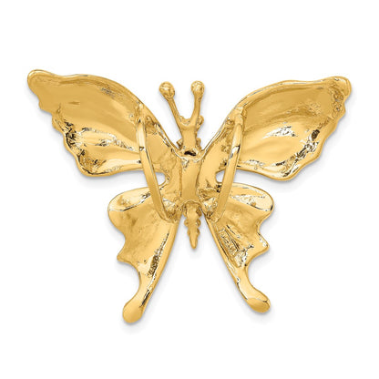 14k Yellow Gold Polished and Beaded Butterfly Slide Charm