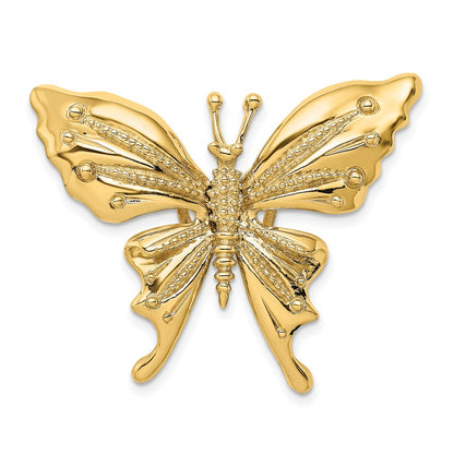 14k Yellow Gold Polished and Beaded Butterfly Slide Charm