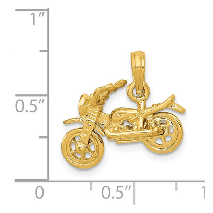 14k Yellow Gold 3-D Moveable Motorcycle Pendant
