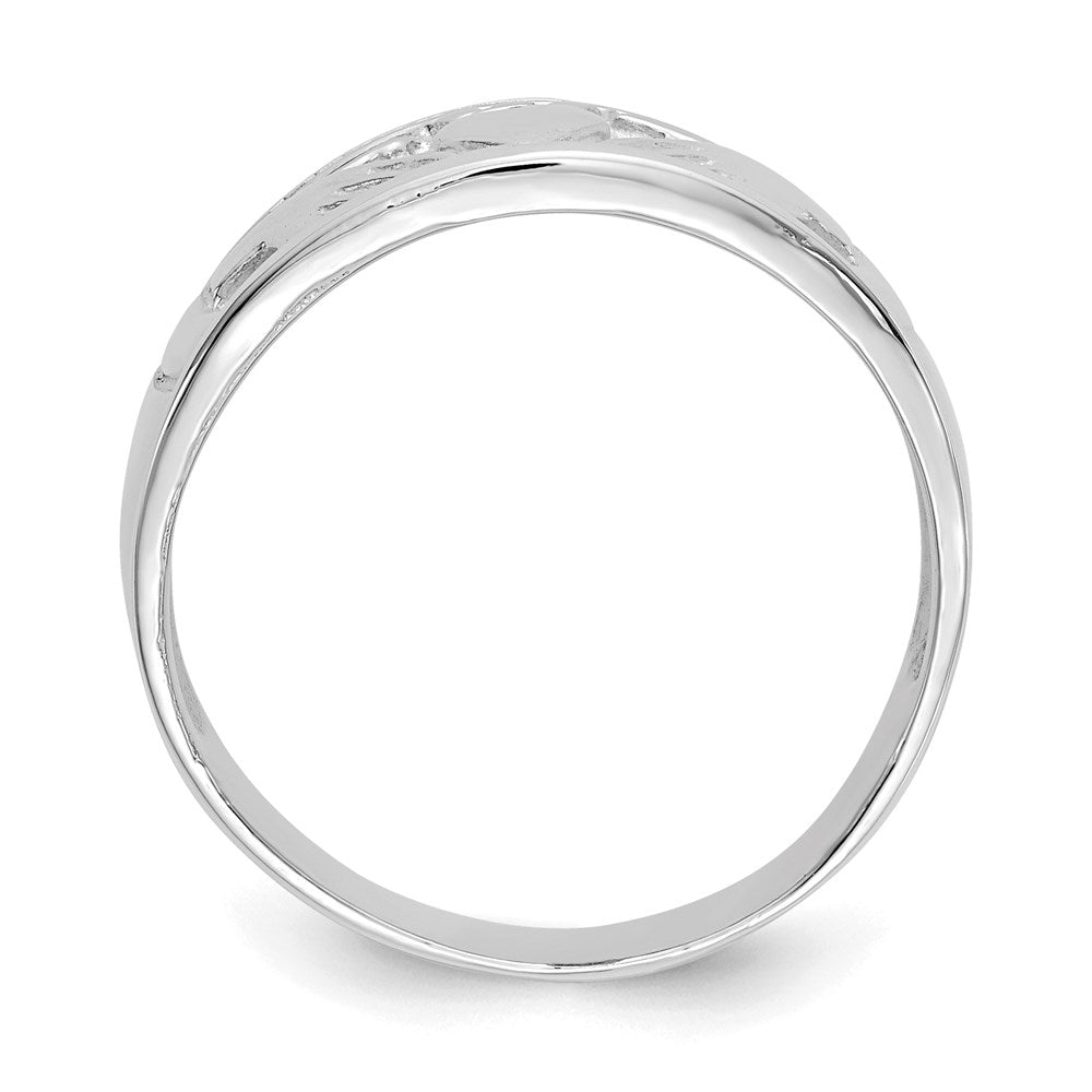 14k white gold ladies claddagh band d3114