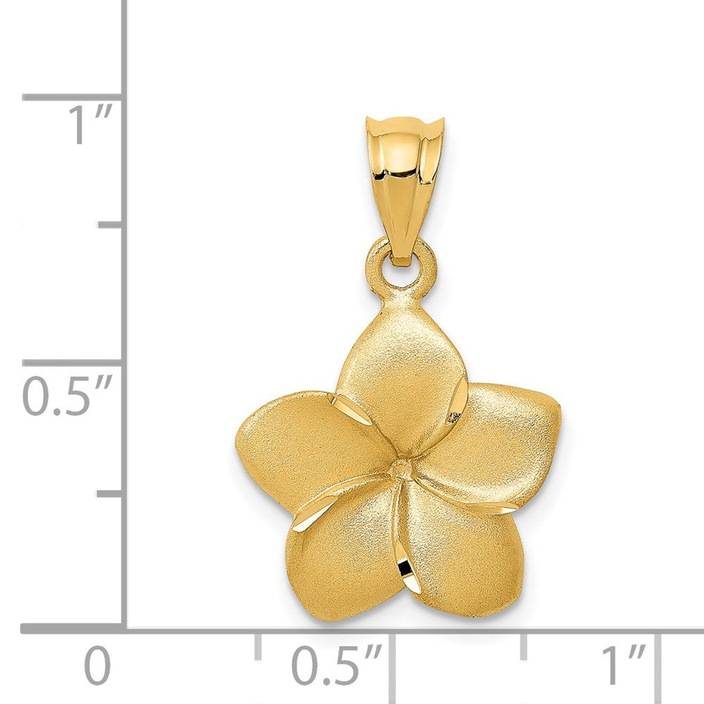 14k Yellow Gold Plumeria Floral Charm Pendant