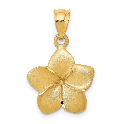 14k Yellow Gold Plumeria Floral Charm Pendant