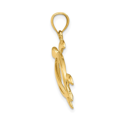 14k Yellow Gold Open Turtle Pendant