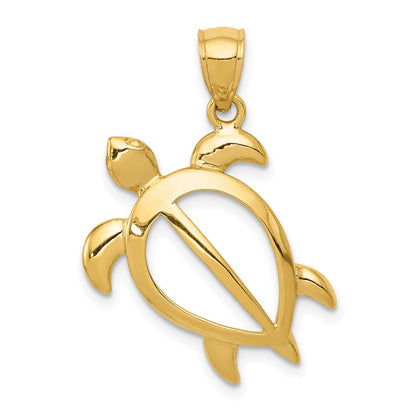 14k Yellow Gold Open Turtle Pendant