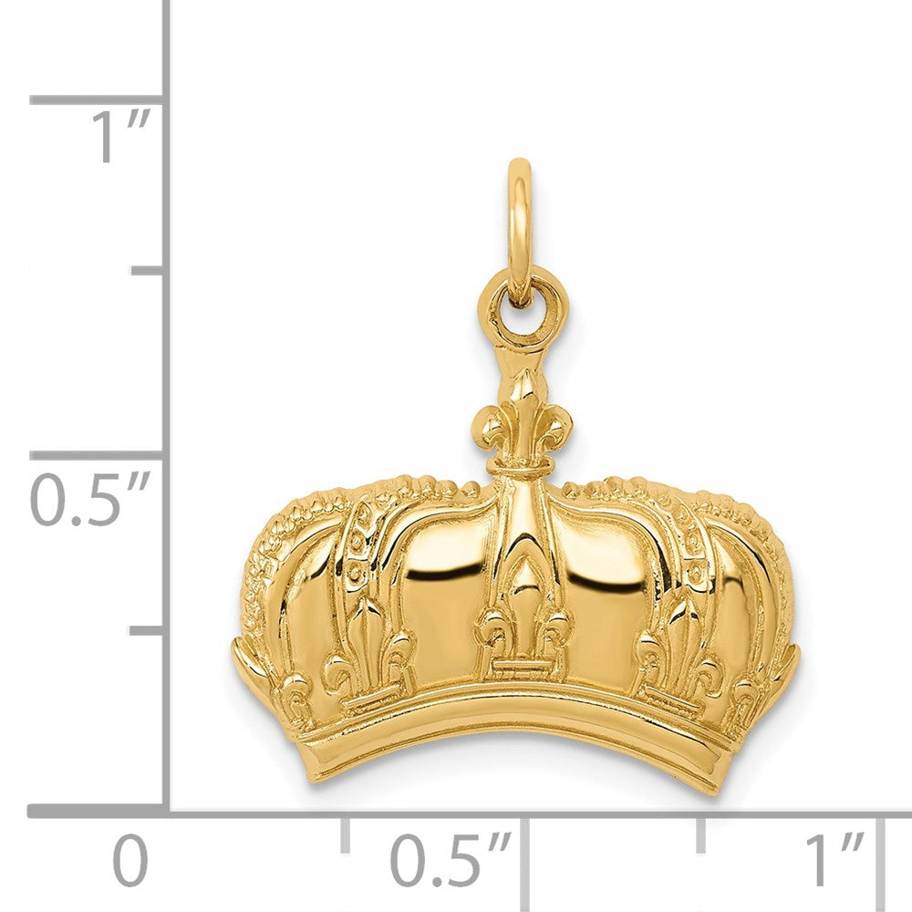 14k Yellow Gold Fleur De Lis Crown Charm