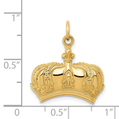 14k Yellow Gold Fleur De Lis Crown Charm