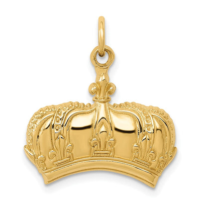 14k Yellow Gold Fleur De Lis Crown Charm