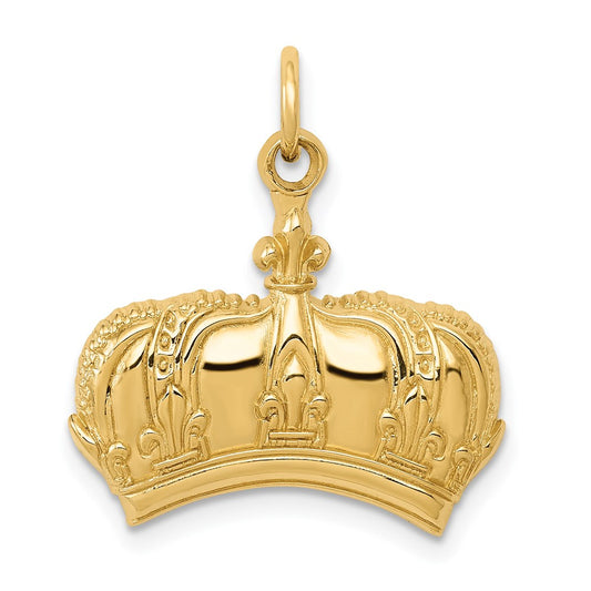 14k Yellow Gold Fleur De Lis Crown Charm