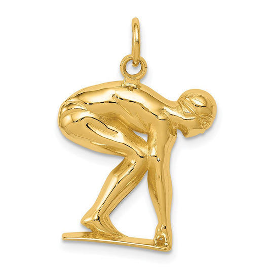 14k Yellow Gold Swimmer/Diver Charm