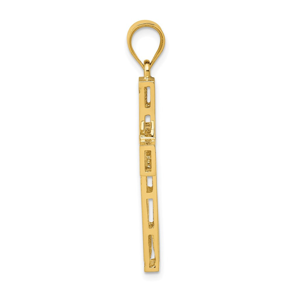 14k Yellow Gold Greek Key Cross Pendant