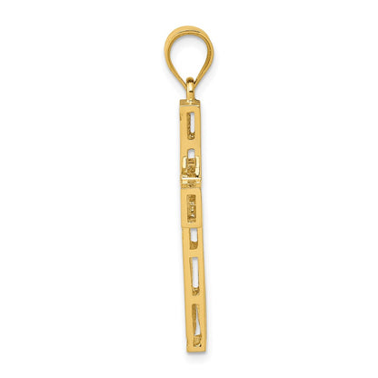 14k Yellow Gold Greek Key Cross Pendant