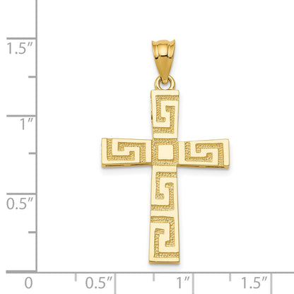 14k Yellow Gold Greek Key Cross Pendant
