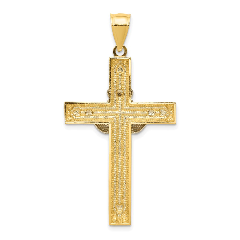 14k Two-tone Gold Claddagh Cross Pendant
