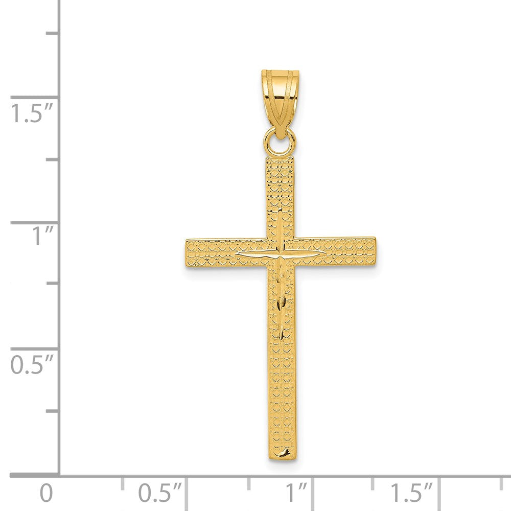 14k Yellow Gold Diamond-cut Latin Cross Pendant
