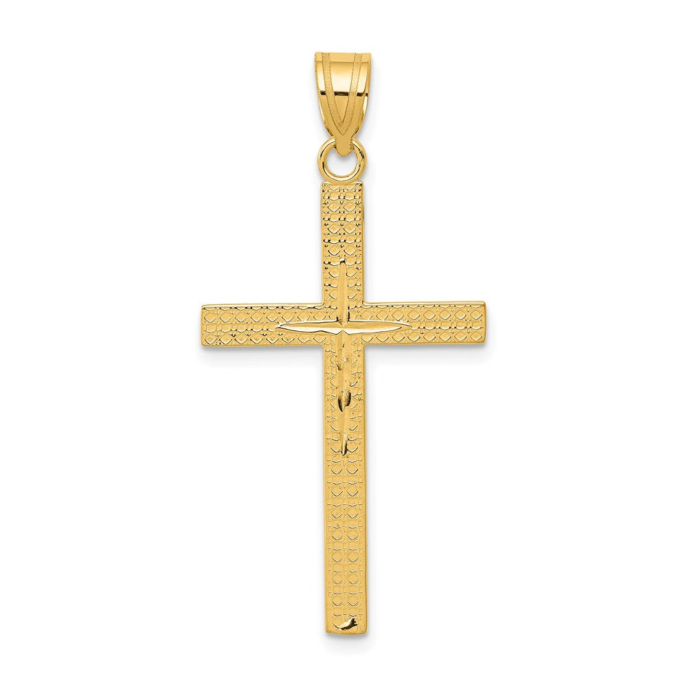 14k Yellow Gold Diamond-cut Latin Cross Pendant