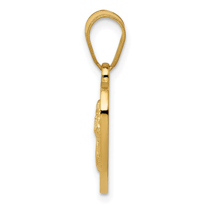 14k Yellow Gold Polished & Satin Angel Charm