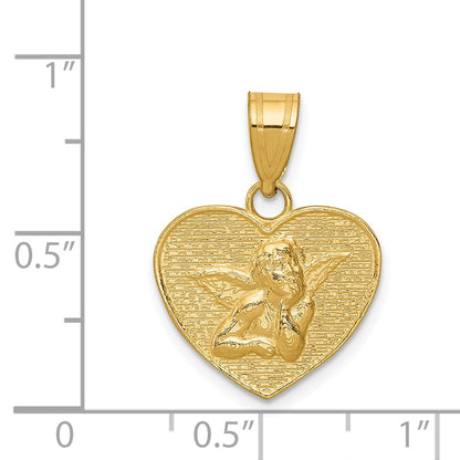 14k Yellow Gold Polished & Satin Angel Charm