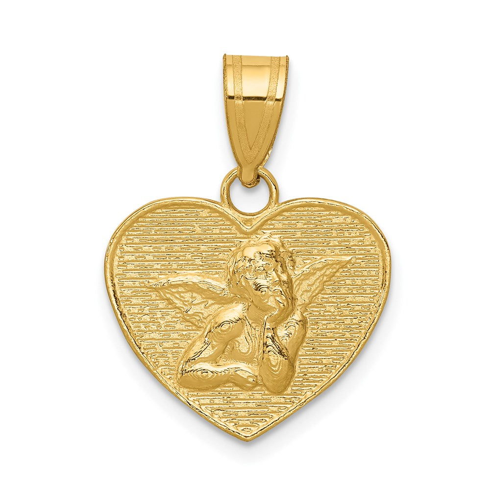 14k Yellow Gold Polished & Satin Angel Charm