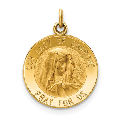 14k Yellow Gold Our Lady of Sorrows Medal Charm