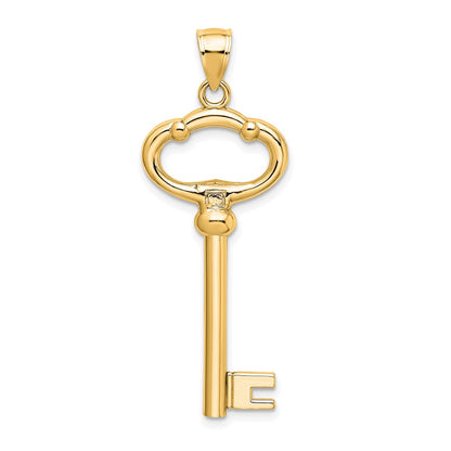 14k Yellow Gold Polished 3-D KEY TO MY HEART Key Charm