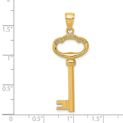 14k Yellow Gold Polished 3-D KEY TO MY HEART Key Charm