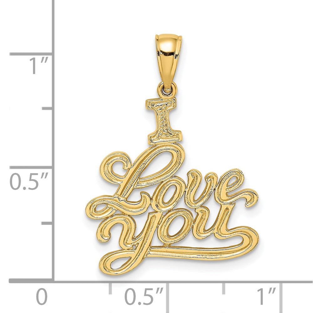 14k Yellow Gold Textured I LOVE YOU Charm