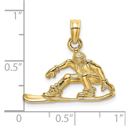 14k Yellow Gold Snowboarder Charm