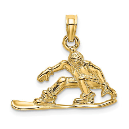 14k Yellow Gold Snowboarder Charm