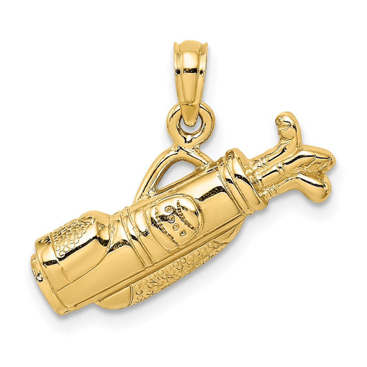 14k Yellow Gold Golf Bag Charm