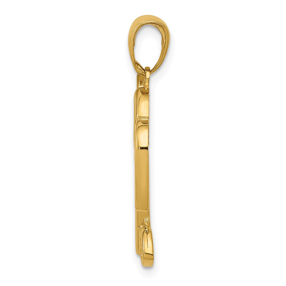 14k Yellow Gold Polished Heart Key and Lock Charm