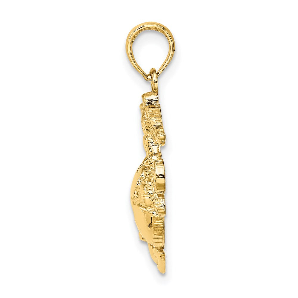 14k Yellow Gold Polished / Textured Marine Corps Charm