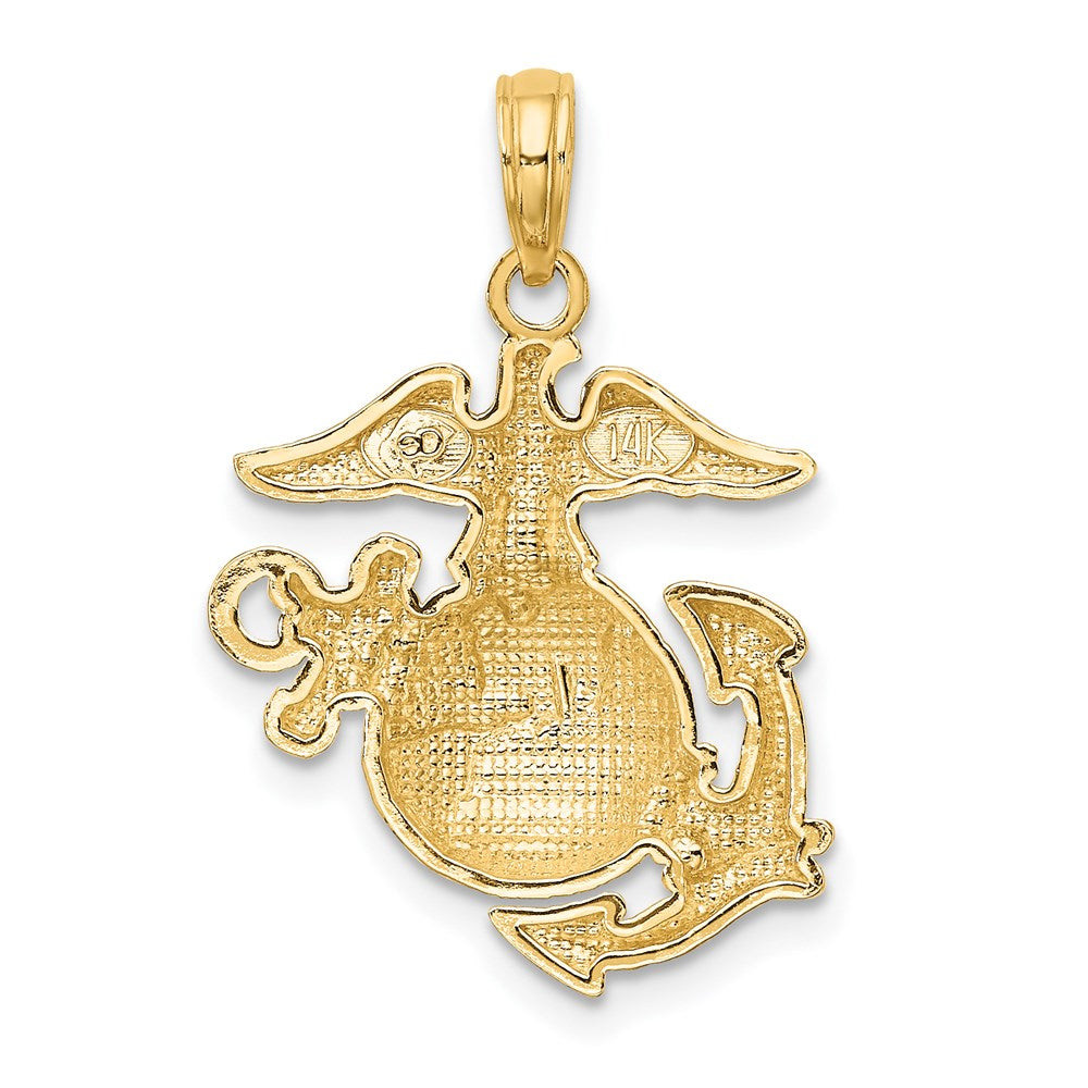 14k Yellow Gold Polished / Textured Marine Corps Charm