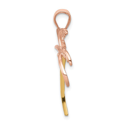 14k Two-tone Gold Palm Tree Pendant