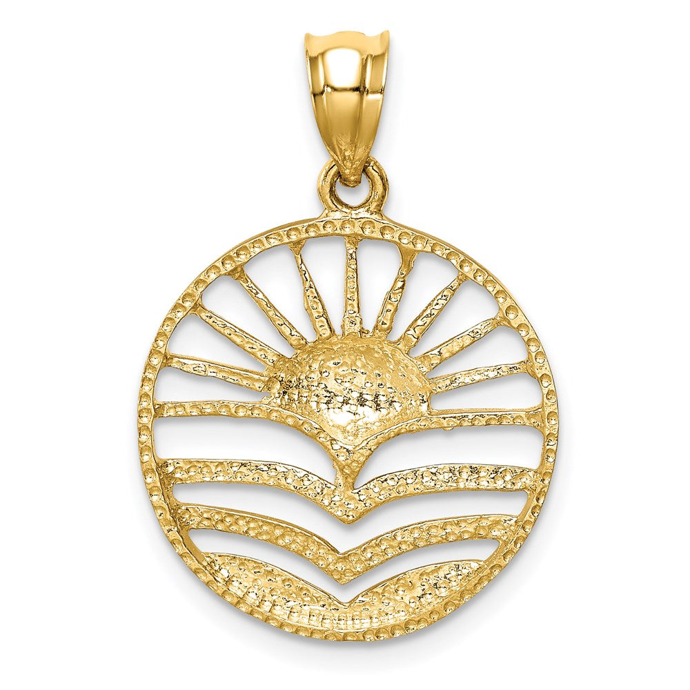 14k Yellow & Rhodium Gold & White Rhodium Polished Sun Set Pendant