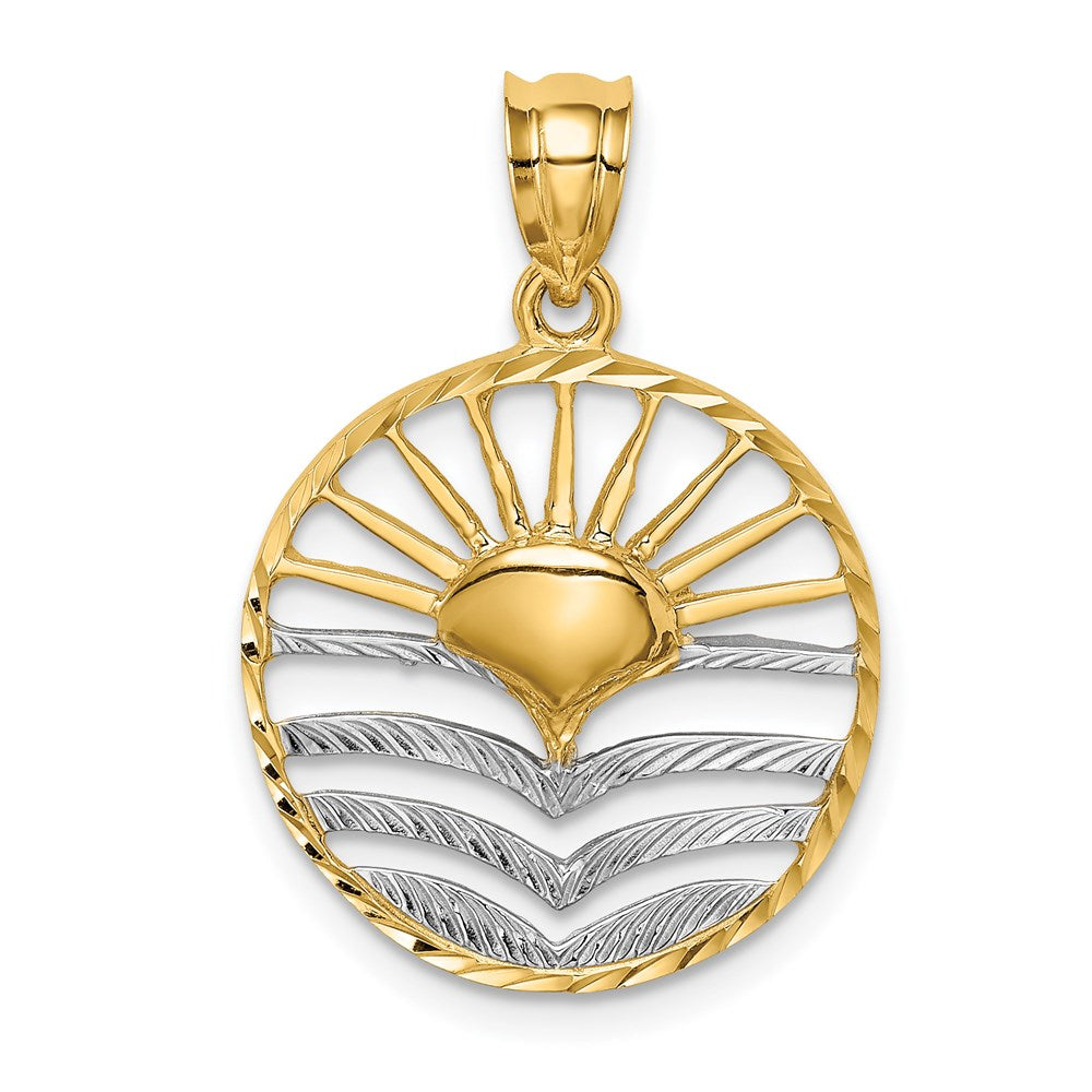 14k Yellow & Rhodium Gold & White Rhodium Polished Sun Set Pendant