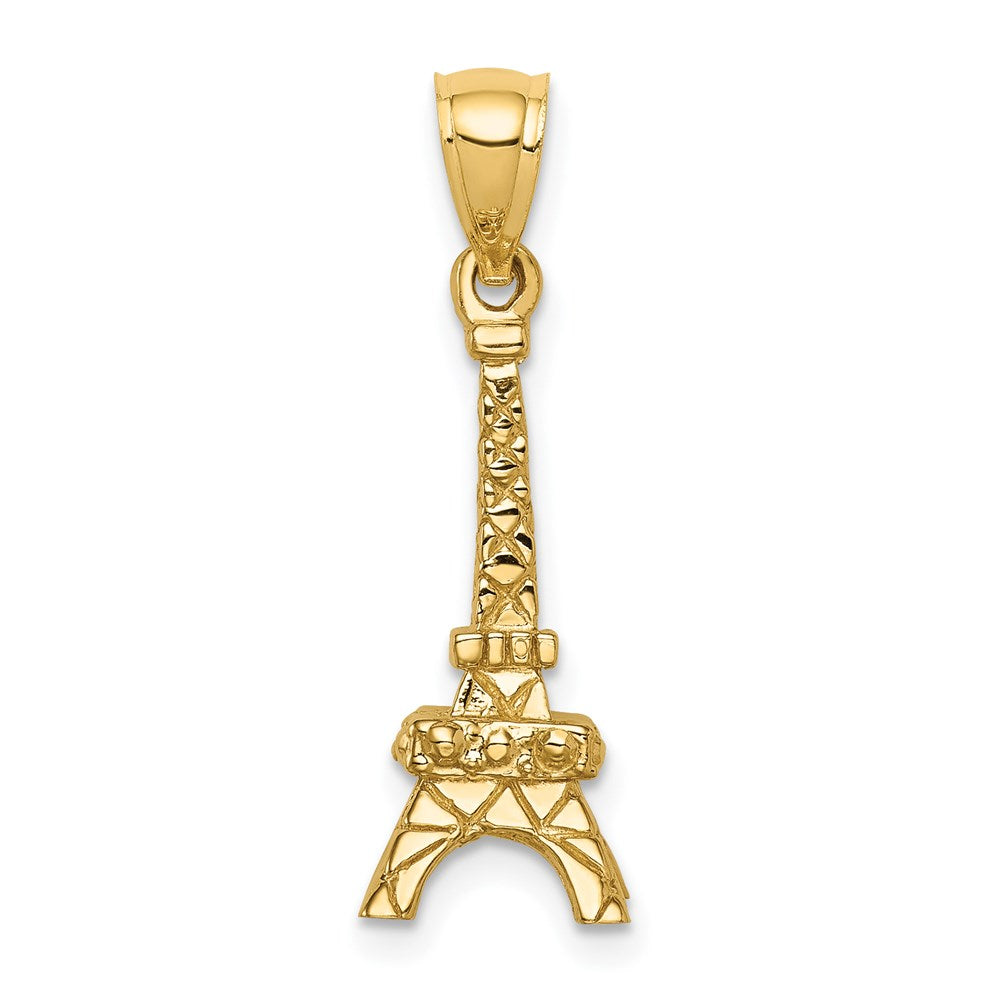 14k Yellow Gold Polished 3D Eiffel Tower Pendant