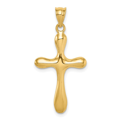 14k Yellow Gold Polished Rounded Edge Cross Pendant